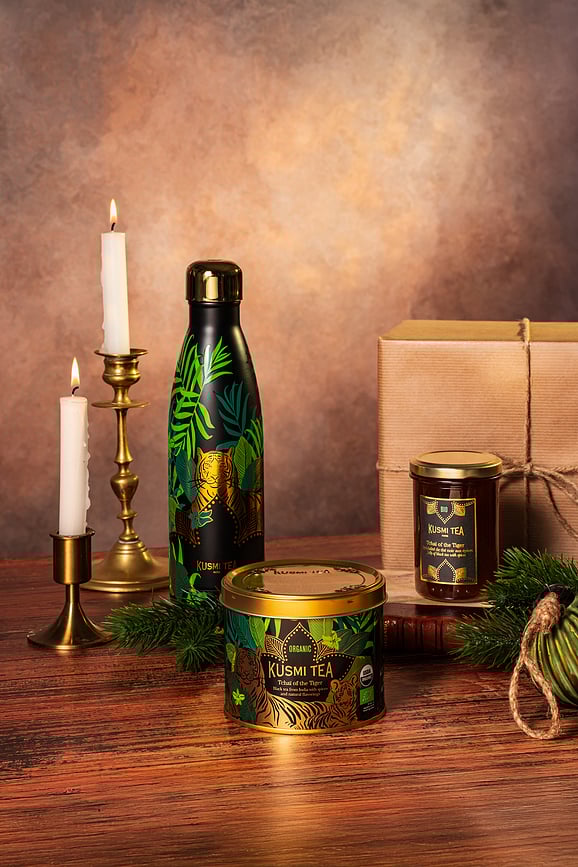 Set de té negro ecológico Tchai of the Tiger, con botella térmica y mermelada, de 3 piezas