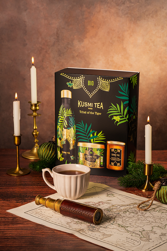 Set de té negro ecológico Tchai of the Tiger, con botella térmica y mermelada, de 3 piezas