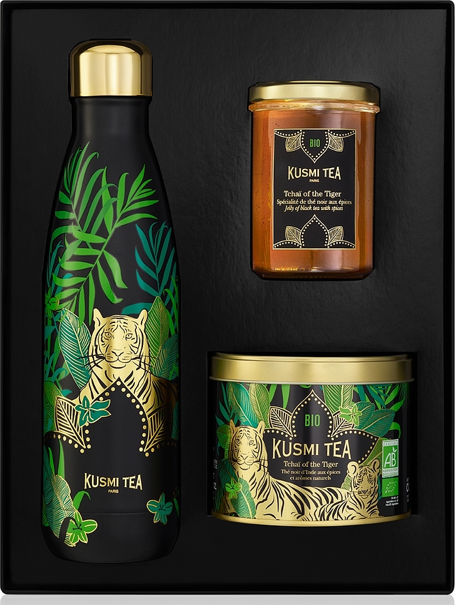 Set de té negro ecológico Tchai of the Tiger, con botella térmica y mermelada, de 3 piezas