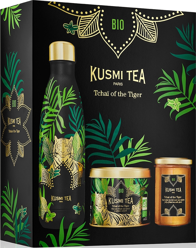 Set de té negro ecológico Tchai of the Tiger, con botella térmica y mermelada, de 3 piezas