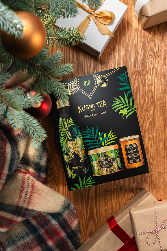 Set de té negro ecológico Tchai of the Tiger, con botella térmica y mermelada, de 3 piezas