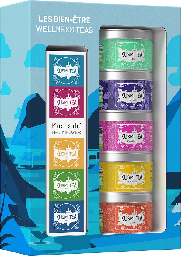 Set de Tés bio Wellness, con infusor, 5 piezas