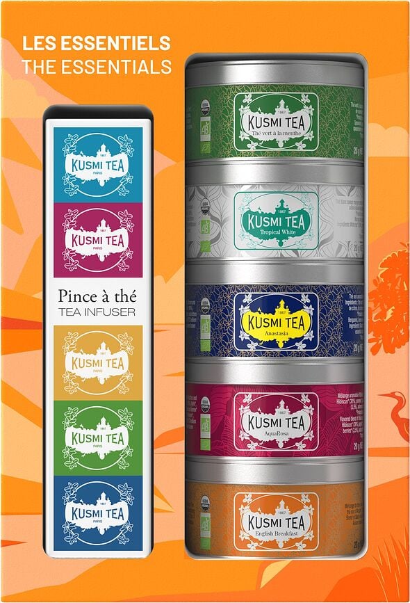 Set de Tés Kusmi The Essentials Gift, con infusor, 5 x 20 g