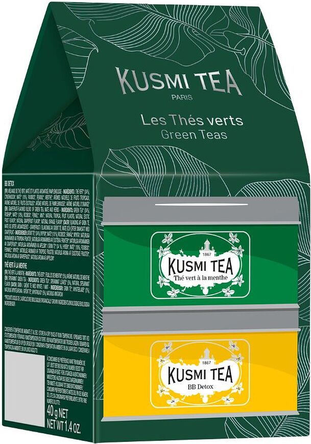 Set de Tés Verdes bio Kusmi, BB Detox y Spearmint Miniatures, 2 unidades