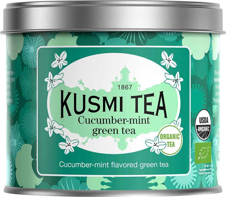 Té Verde bio, sabor pepino y menta, en lata, 100 g