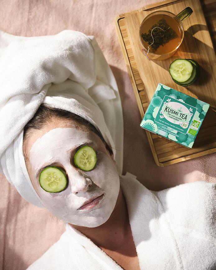 Té Verde ecológico de pepino y menta, en bolsitas de muselina, 20 unidades