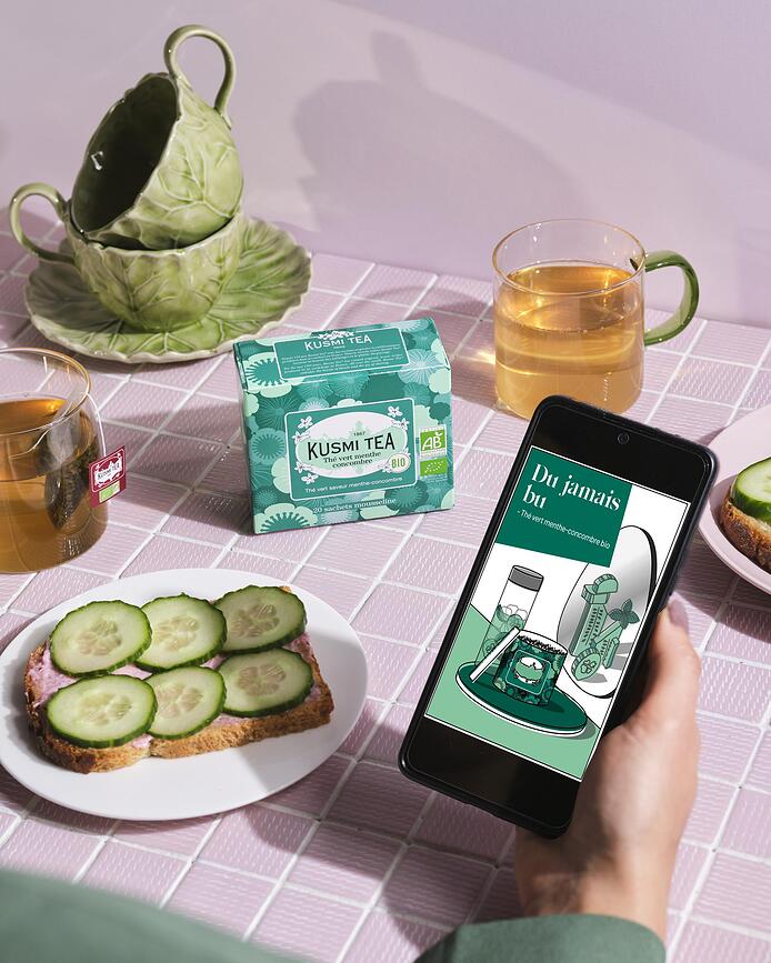 Té Verde ecológico de pepino y menta, en bolsitas de muselina, 20 unidades