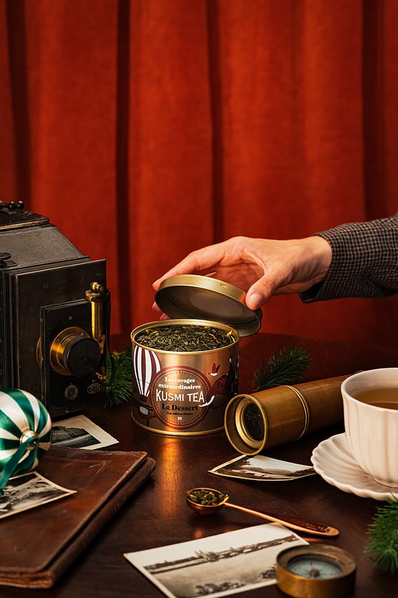 Té Verde ecológico Le Dessert, 90 g, en lata, edición especial dorada