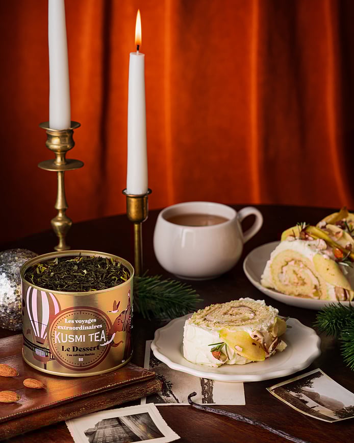 Té Verde ecológico Le Dessert, 90 g, en lata, edición especial dorada