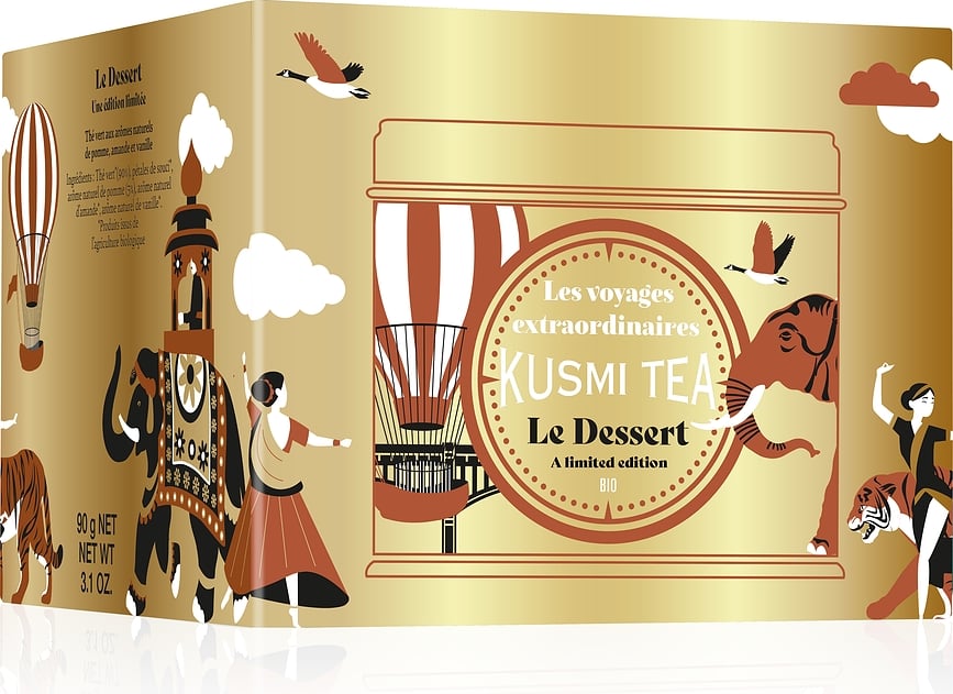 Té Verde ecológico Le Dessert, 90 g, en lata, edición especial dorada