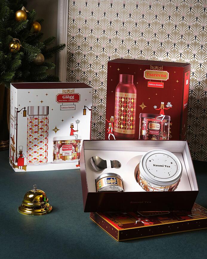 Tsarevna Schwarzer Tee Bio Bordeauxrot limitierte Auflage mit Flasche 2 El.