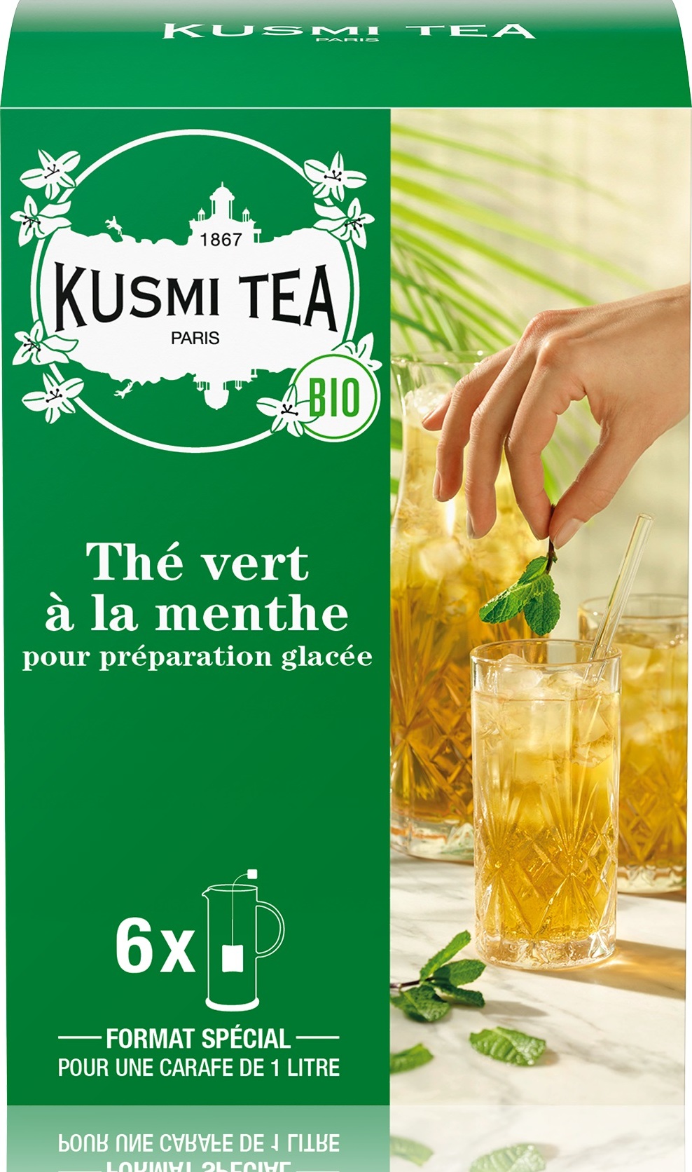 Vert Menthe Bio tea 6 large sachets - Kusmi 21651A1330