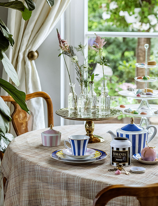 Stripes Assiettes à Dessert, noires, Lot de 6