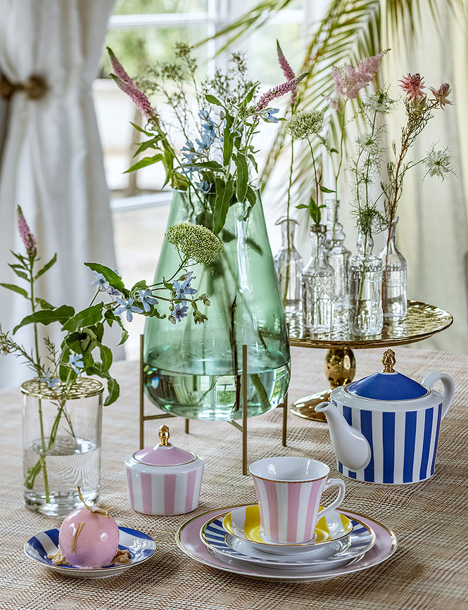 Πιάτα Γλυκού Stripes, μαύρα, 6 τμχ