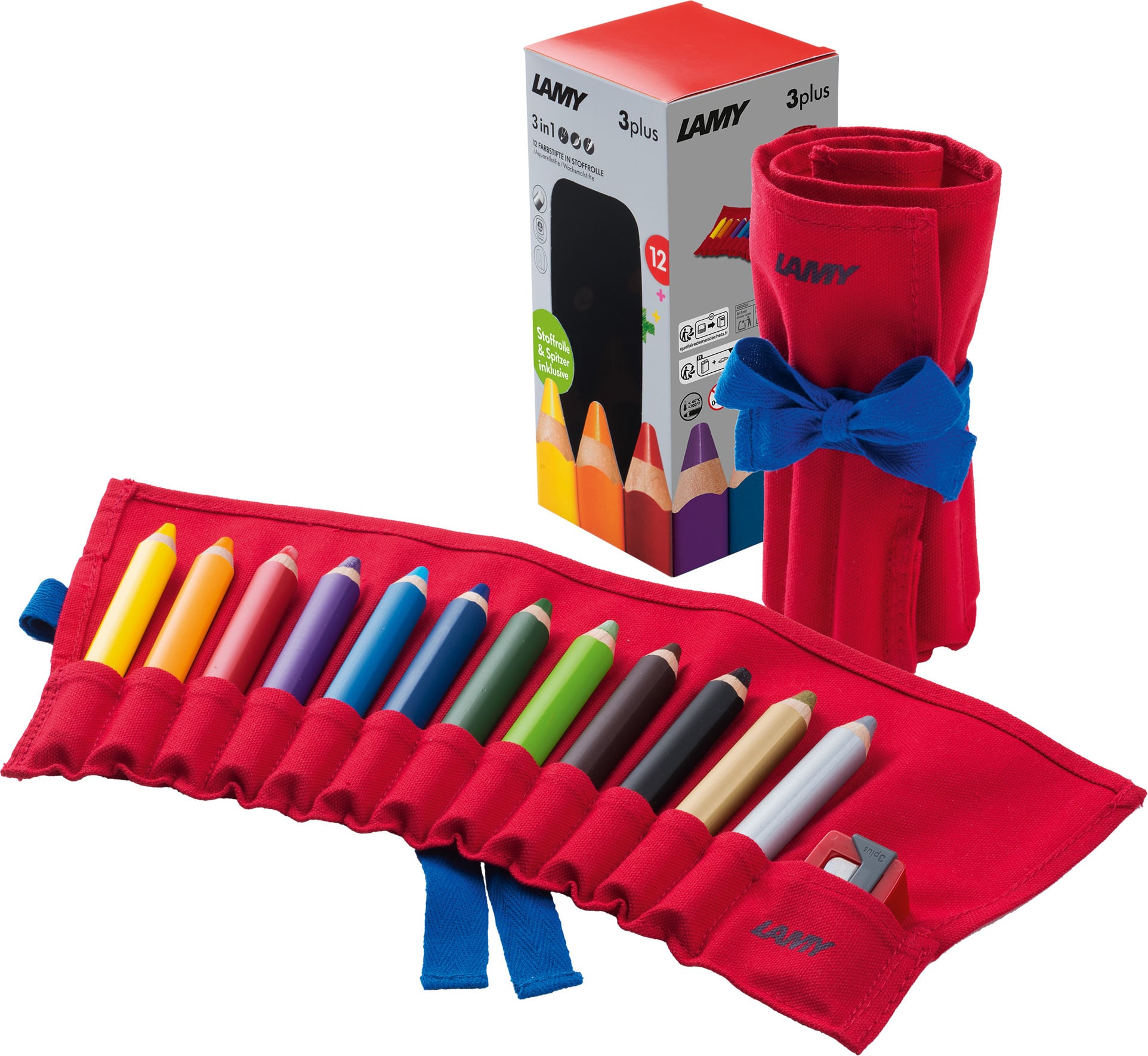 3plus Buntstifte Set mit Spitzer, rot, 12 St.