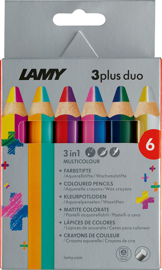 Lápices de Colores 3plus Duo, de doble punta, 6 unidades
