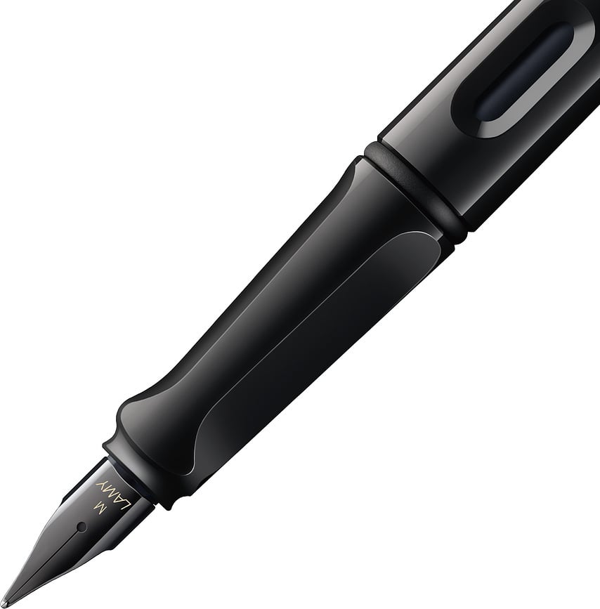 Pluma Estilográfica Safari, punto M, negra, con set de 6 anillos de colores