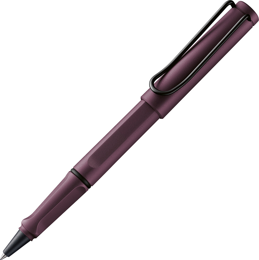 Pluma Rollerball Safari, morado oscuro, punta M, con recambio azul