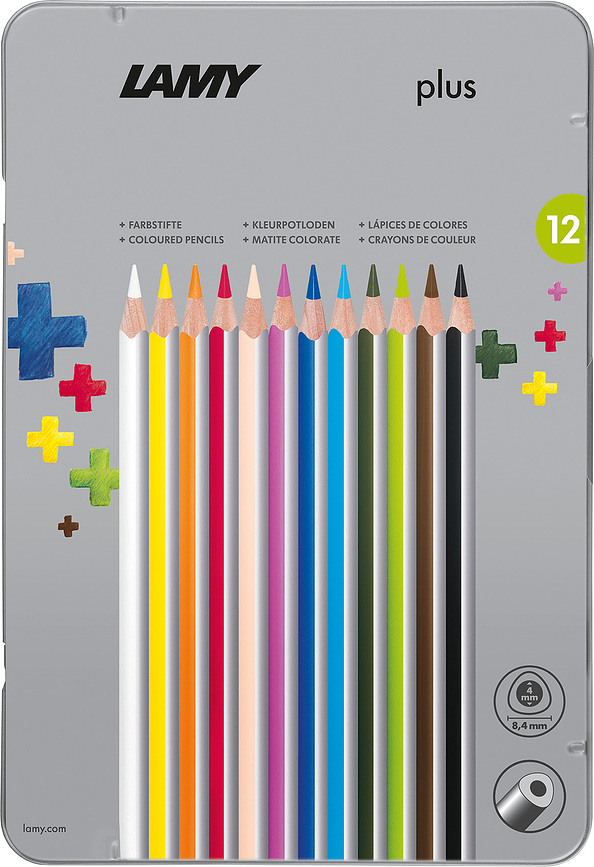 Plus Crayons de Couleur en boîte métallique, Lot de 12