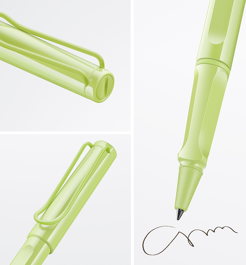 Safari Stylo Roller, pointe M, vert, avec recharge bleue