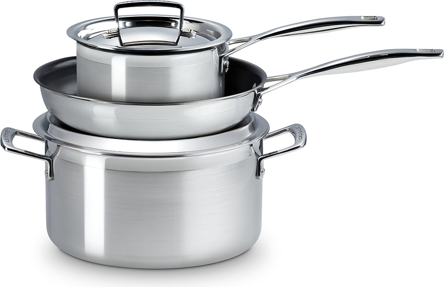 Batterie de Cuisine triple épaisseur, en acier inoxydable, Set 3 pièces