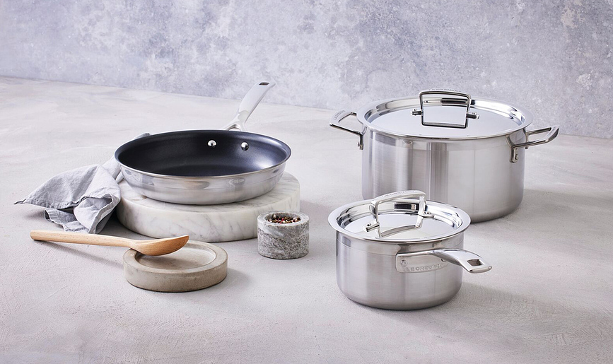 Batterie de Cuisine triple épaisseur, en acier inoxydable, Set 3 pièces