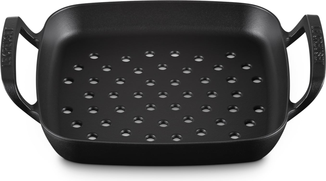 BBQ Outdoor Grill-Platte 30 cm quadratisch schwarz matt perforiert