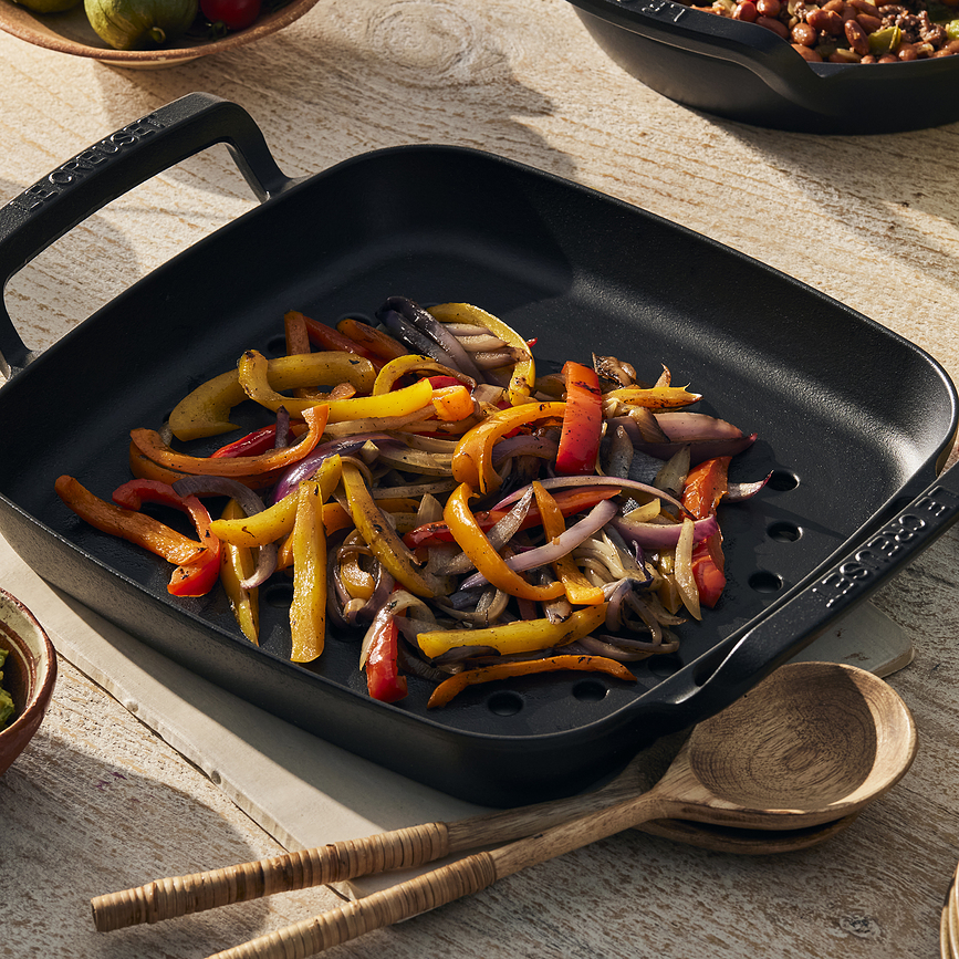 BBQ Outdoor Žar plošča, kvadratna, 30 cm, črna mat, perforirana