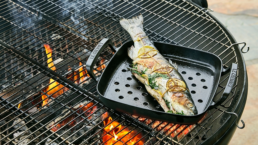 BBQ Outdoor Žar plošča, kvadratna, 30 cm, črna mat, perforirana