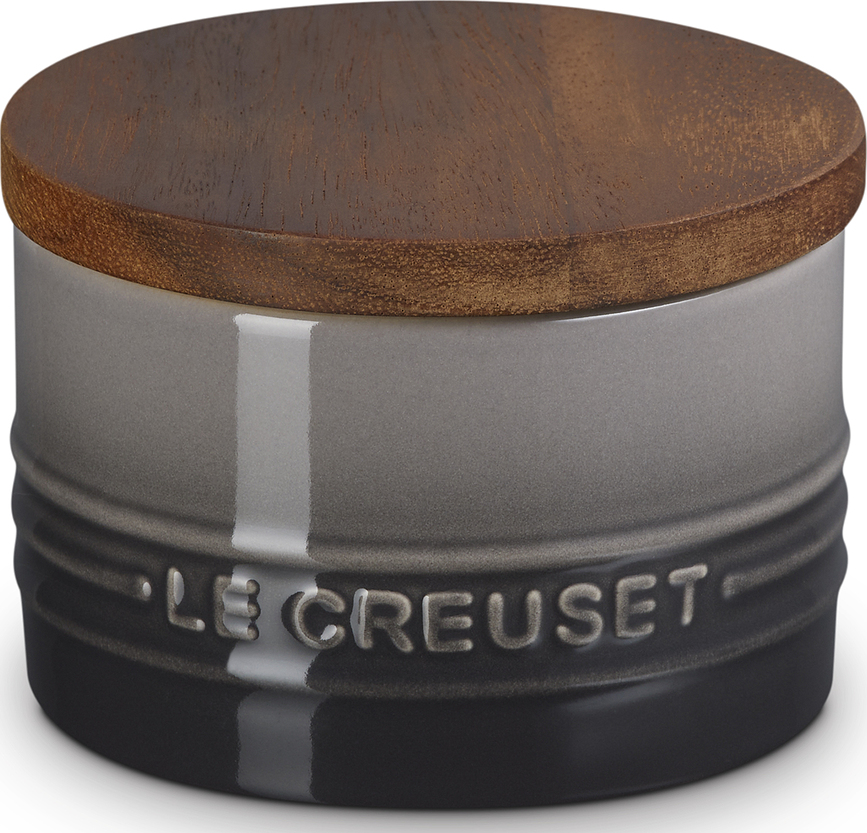 Bote con tapa de madera Le Creuset, 200 ml, gris