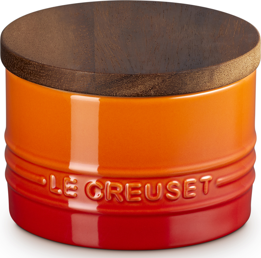 Bote con tapa de madera Le Creuset, 200 ml, naranja volcánico