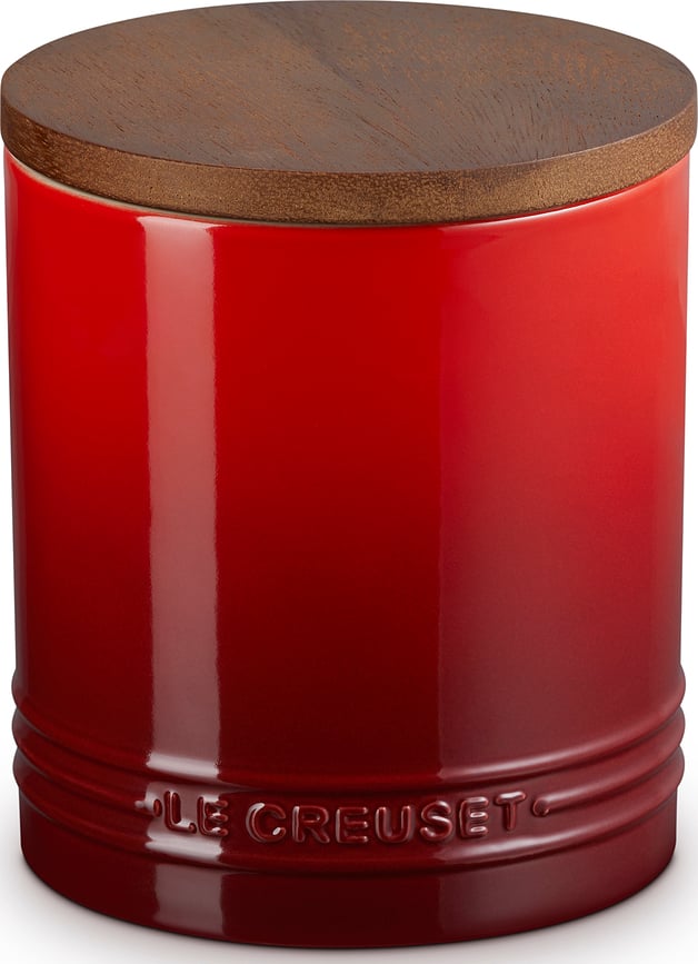 Bote de cocina con tapa de madera Le Creuset, 1,1 l, cereza