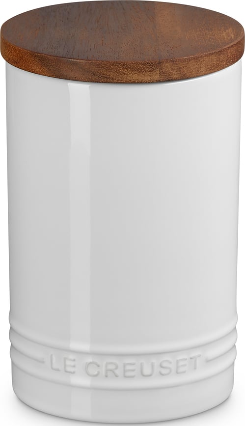 Bote de cocina con tapa de madera Le Creuset, 770 ml, blanco
