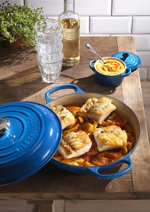 Olla baja Gourmet Signature, 30 cm, azul claro