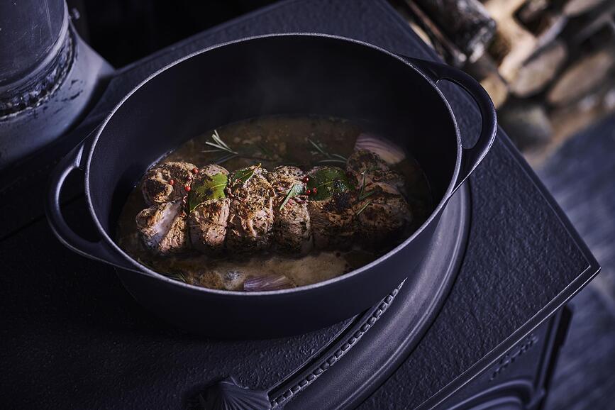 Cocotte Doufeu Tradition Collection, 32 cm, naranja volcánico