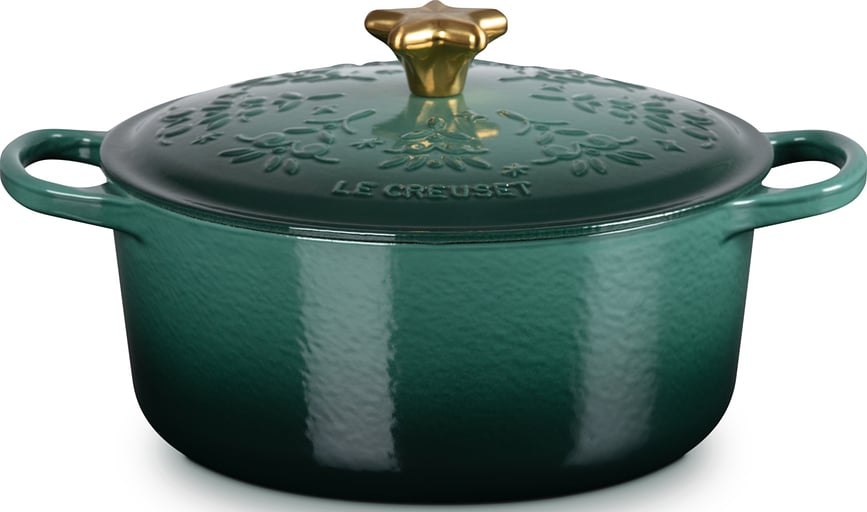 Cocotte Le Creuset Christmas, 24 cm, verde botella