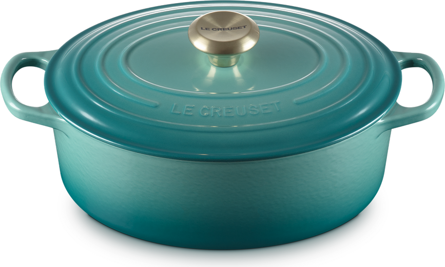 Cocotte Signature ovale 27 cm, bleu riviera