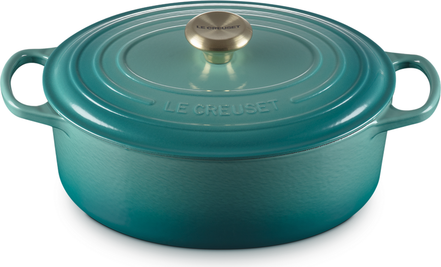 Cocotte Signature ovale 29 cm, bleu riviera