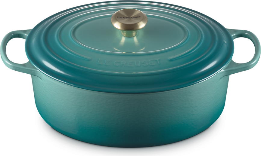 Cocotte Signature ovale 31 cm, bleu riviera