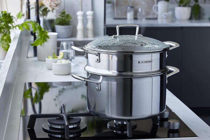 Faitout avec insert pour cuisson vapeur et pâtes, triple couche, 20 cm