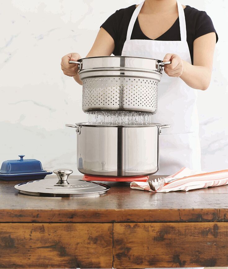 Faitout avec insert pour cuisson vapeur et pâtes, triple couche, 20 cm