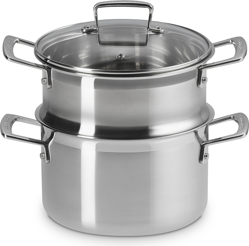 Faitout avec insert vapeur, triple couche, 20 cm