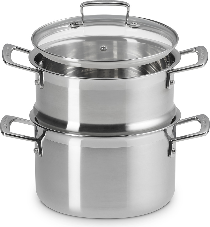 Faitout avec insert vapeur, triple couche, 20 cm
