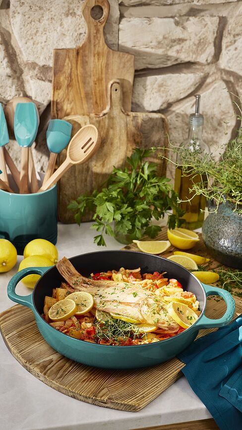 Gourmet Faitout bas 26 cm, bleu riviera