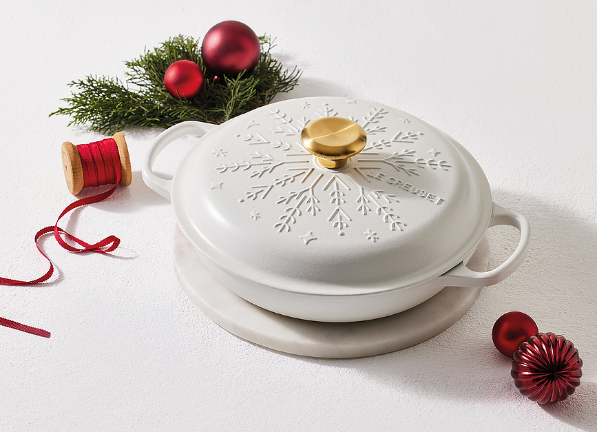 Gourmet Κατσαρόλα, 26 cm, με σχέδιο νιφάδα χιονιού, λευκή