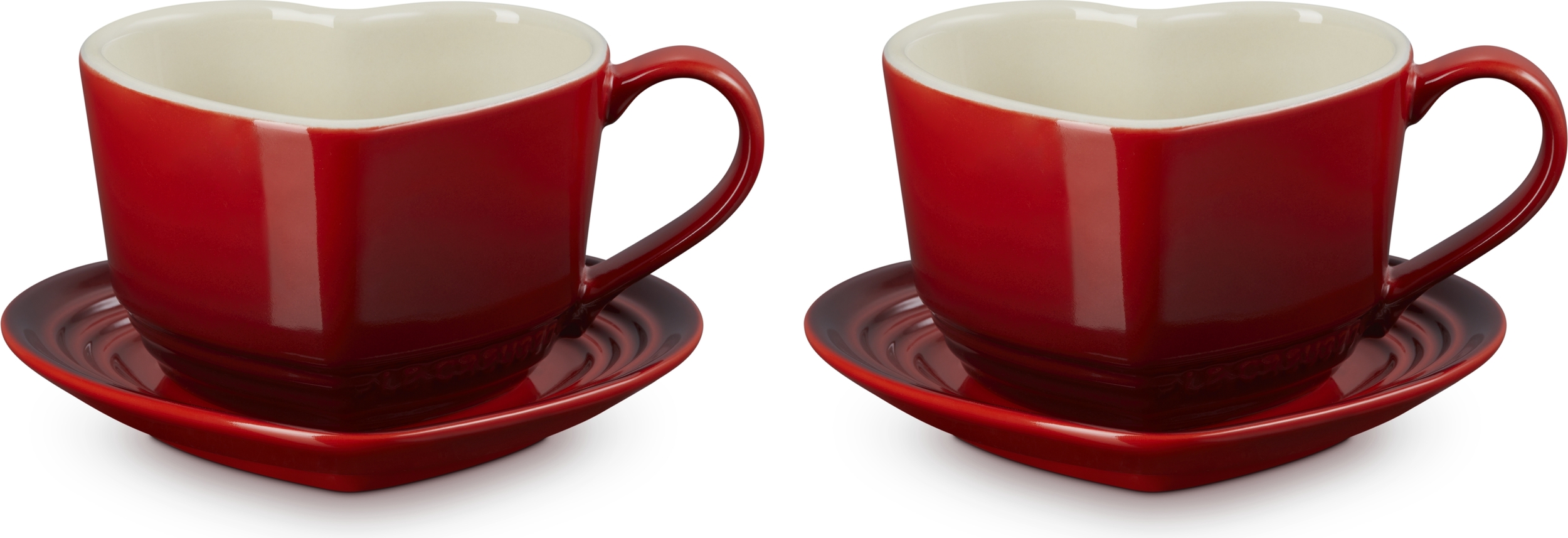 Heart Kaffeetassen 220 ml kirschrot mit Untertassen 2 St.