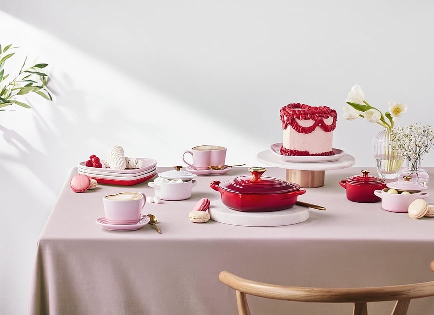 Heart Šalice za kavu s tanjurićima 220 ml trešnjaste 2 kom.