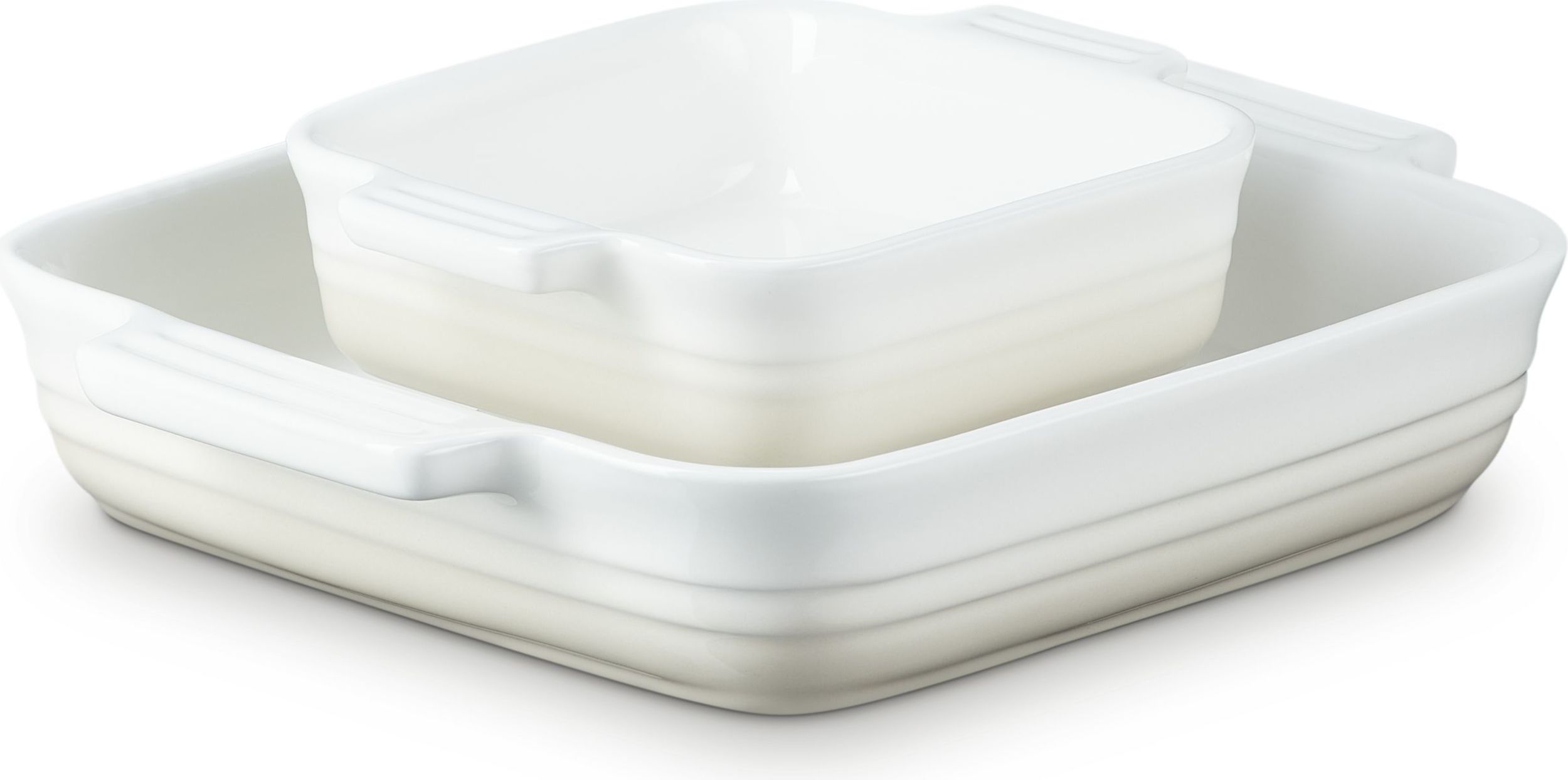 Le Creuset Backformen 14 + 23 cm quadratisch beige 2 St.
