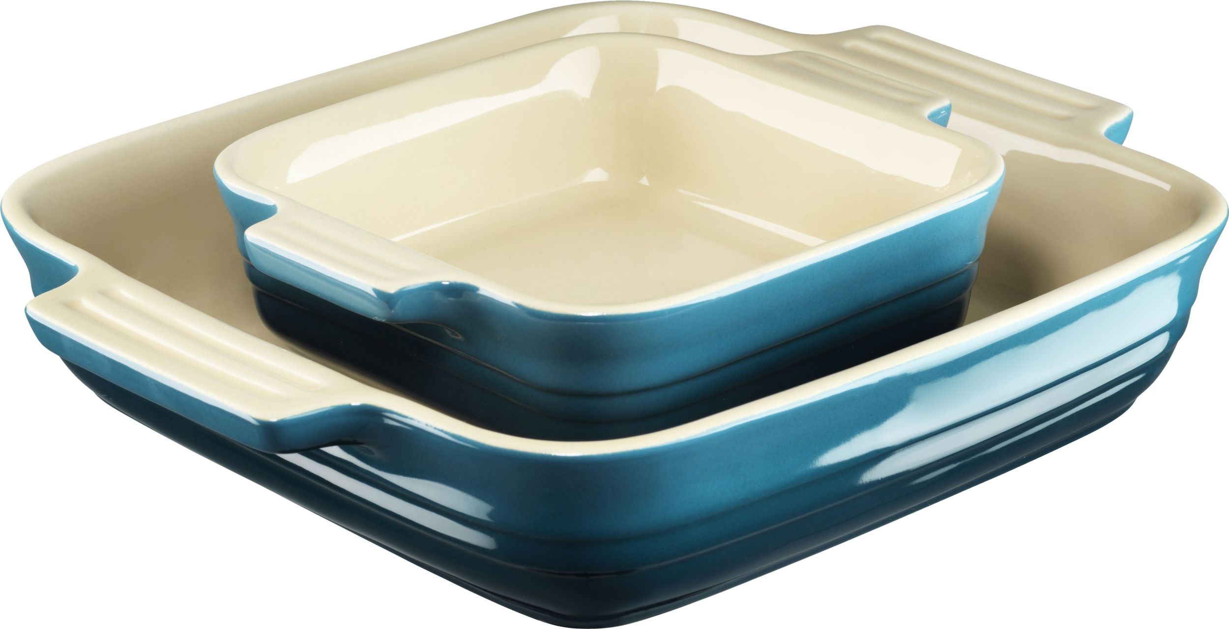 Le Creuset Backformen 14 + 23 cm quadratisch meerblau 2 St.