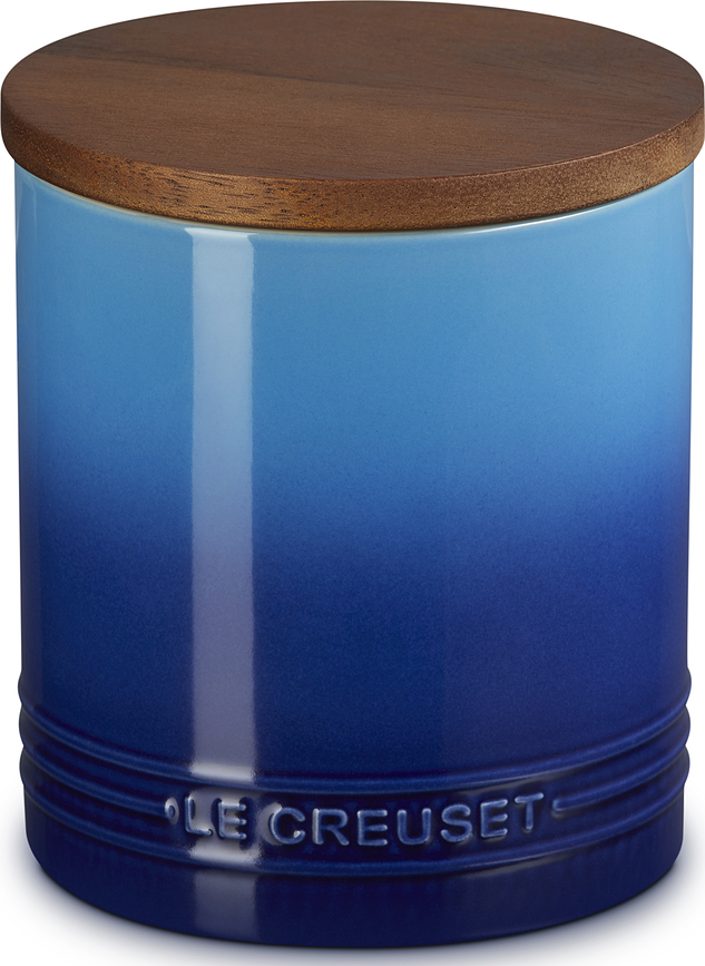 Le Creuset Boîte de Rangement avec couvercle en bois, 1,1 L, bleue profonde